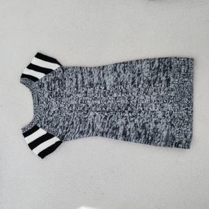 Bodycon Black and White Thin Knit Sweater Dress
